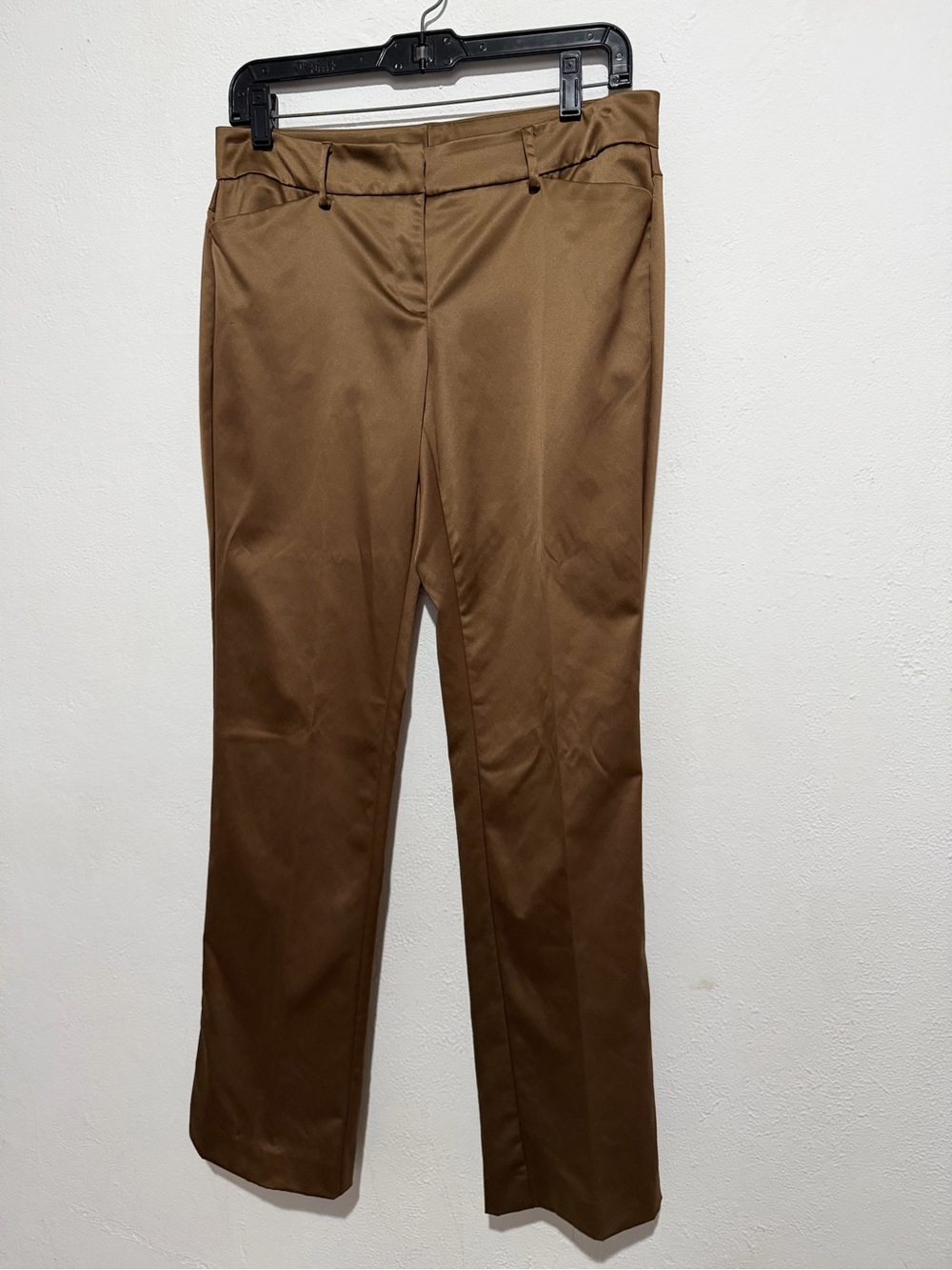 Classic Brown Straight-Leg Satin finish Dress Pants